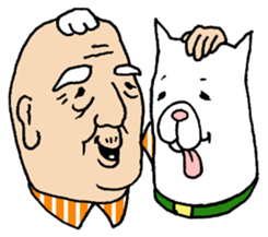 Grandfather and dog sticker #6086847