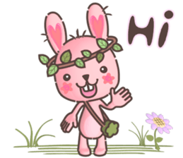 Hare Hooray - Pink Bunny with Leaf Crown sticker #6089736