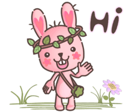 Hare Hooray - Pink Bunny with Leaf Crown sticker #6089736