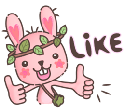 Hare Hooray - Pink Bunny with Leaf Crown sticker #6089738