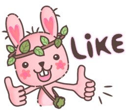 Hare Hooray - Pink Bunny with Leaf Crown sticker #6089738