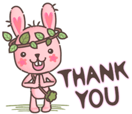 Hare Hooray - Pink Bunny with Leaf Crown sticker #6089740