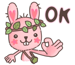Hare Hooray - Pink Bunny with Leaf Crown sticker #6089741