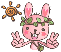 Hare Hooray - Pink Bunny with Leaf Crown sticker #6089742