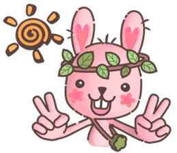 Hare Hooray - Pink Bunny with Leaf Crown sticker #6089742