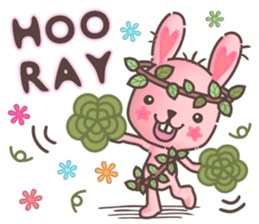 Hare Hooray - Pink Bunny with Leaf Crown sticker #6089743