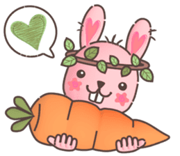 Hare Hooray - Pink Bunny with Leaf Crown sticker #6089744