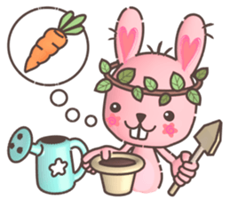 Hare Hooray - Pink Bunny with Leaf Crown sticker #6089745