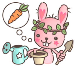 Hare Hooray - Pink Bunny with Leaf Crown sticker #6089745