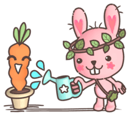 Hare Hooray - Pink Bunny with Leaf Crown sticker #6089746