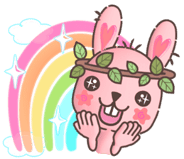 Hare Hooray - Pink Bunny with Leaf Crown sticker #6089748