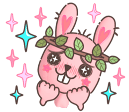 Hare Hooray - Pink Bunny with Leaf Crown sticker #6089749