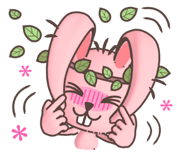 Hare Hooray - Pink Bunny with Leaf Crown sticker #6089751