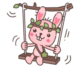 Hare Hooray - Pink Bunny with Leaf Crown sticker #6089752