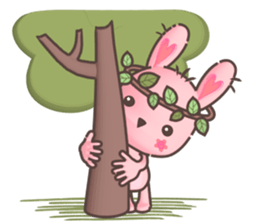 Hare Hooray - Pink Bunny with Leaf Crown sticker #6089753