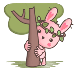 Hare Hooray - Pink Bunny with Leaf Crown sticker #6089753