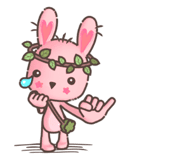 Hare Hooray - Pink Bunny with Leaf Crown sticker #6089755