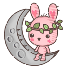 Hare Hooray - Pink Bunny with Leaf Crown sticker #6089756