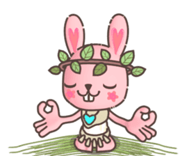 Hare Hooray - Pink Bunny with Leaf Crown sticker #6089761