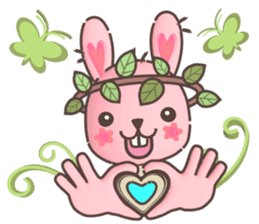 Hare Hooray - Pink Bunny with Leaf Crown sticker #6089762