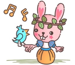 Hare Hooray - Pink Bunny with Leaf Crown sticker #6089764