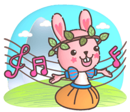 Hare Hooray - Pink Bunny with Leaf Crown sticker #6089767