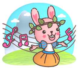 Hare Hooray - Pink Bunny with Leaf Crown sticker #6089767