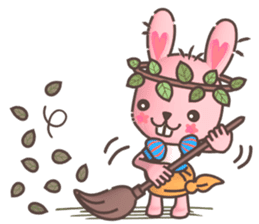 Hare Hooray - Pink Bunny with Leaf Crown sticker #6089768