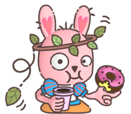 Hare Hooray - Pink Bunny with Leaf Crown sticker #6089771