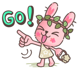 Hare Hooray - Pink Bunny with Leaf Crown sticker #6089772