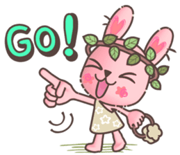 Hare Hooray - Pink Bunny with Leaf Crown sticker #6089772