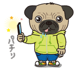 The name of this pug is "Inukichi". sticker #6095376