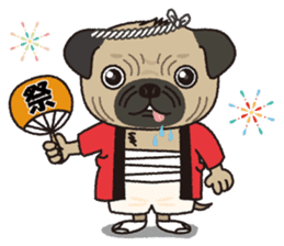 The name of this pug is "Inukichi". sticker #6095378