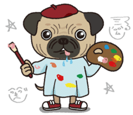 The name of this pug is "Inukichi". sticker #6095392