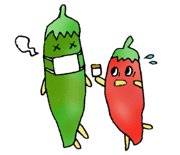 Green pepper and red pepper sticker #6100169