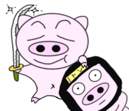 Pig became samurai and ninja sticker #6123512