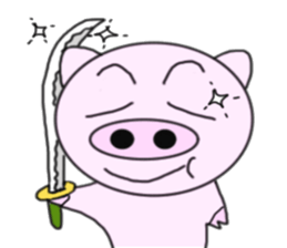 Pig became samurai and ninja sticker #6123513