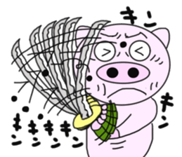 Pig became samurai and ninja sticker #6123517