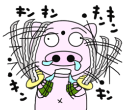 Pig became samurai and ninja sticker #6123518