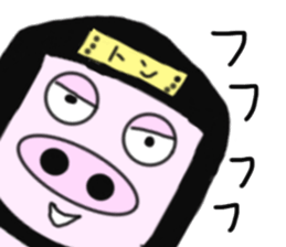 Pig became samurai and ninja sticker #6123544