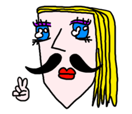 A girl who has a mustache with friends sticker #6149753