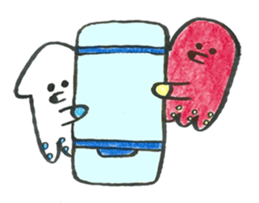 Brush-Written Octopus and Squid 3 sticker #6159493