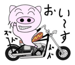 The pig began to ride a motorcycle 2nd sticker #6187360