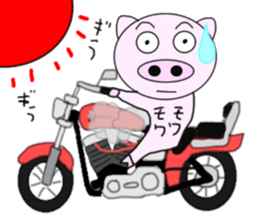 The pig began to ride a motorcycle 2nd sticker #6187365