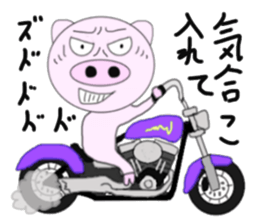 The pig began to ride a motorcycle 2nd sticker #6187373