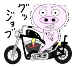 The pig began to ride a motorcycle 2nd sticker #6187374