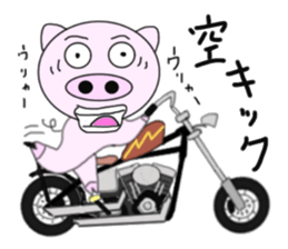 The pig began to ride a motorcycle 2nd sticker #6187376