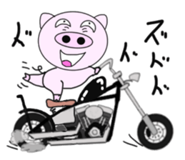 The pig began to ride a motorcycle 2nd sticker #6187381