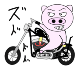The pig began to ride a motorcycle 2nd sticker #6187382