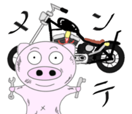 The pig began to ride a motorcycle 2nd sticker #6187383